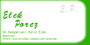 elek porcz business card